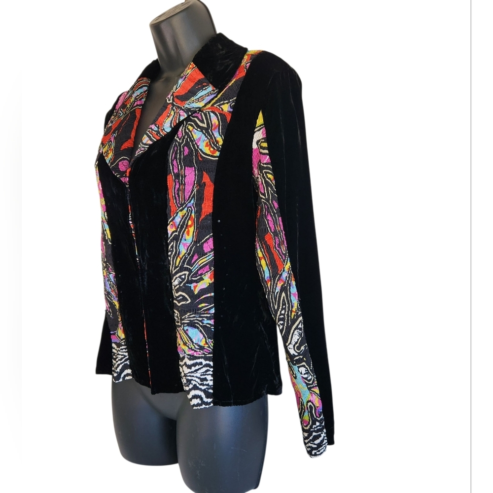 Alberto Makali Crop Velvet and Plise Cardigan Jacket Art to Wear Size M - Picture 9 of 14